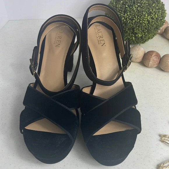 Lauren by Ralph Lauren women’s Velvet/Suede Sasha Sandals Platform Sz 11 - Picture 3 of 12